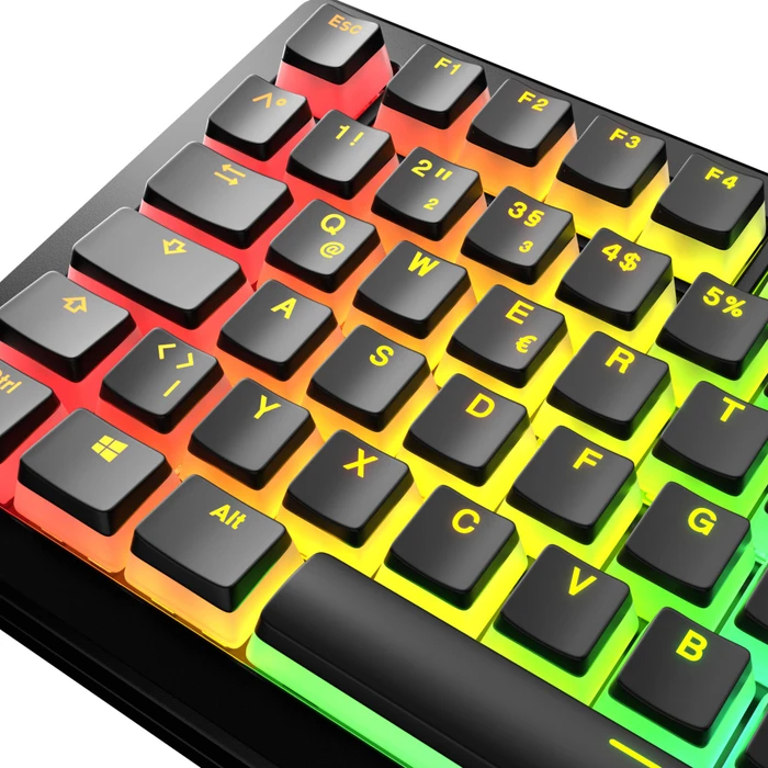 Glorious Aura V3 Keycaps, Kunststoff (PBT) Double-Shot, schwarz/transparent, 131 Tasten, ISO-DE