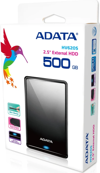 ADATA HV620S, schwarz, 500GB, USB 3.0 Micro-B