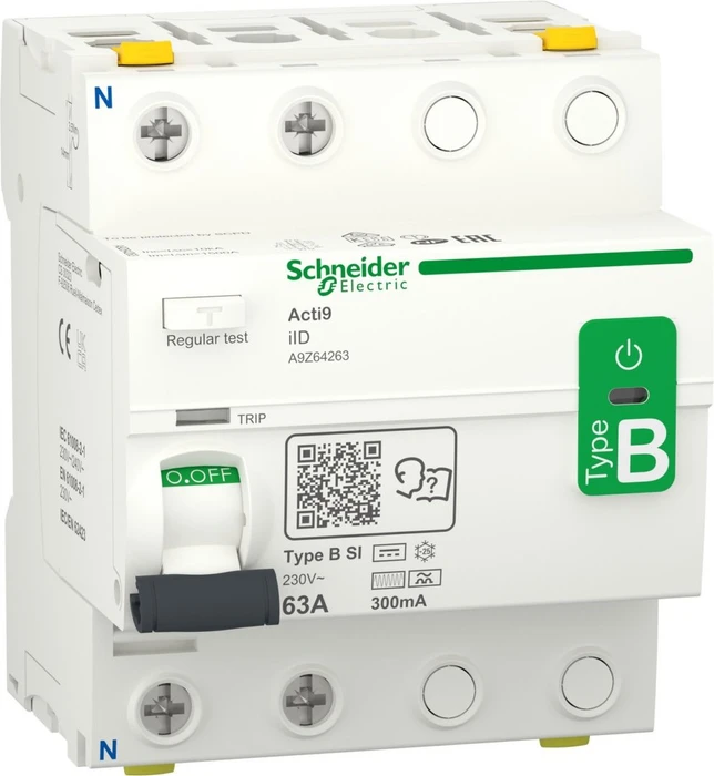 Schneider Electric Fehlerstrom-Schutzschalter Allstromsensitiv iID 2P 63A Typ B-SI 300mA