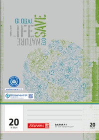 Brunnen Recycling Schulheft, A4, Lineatur 20, grau/grün, 16 Blatt