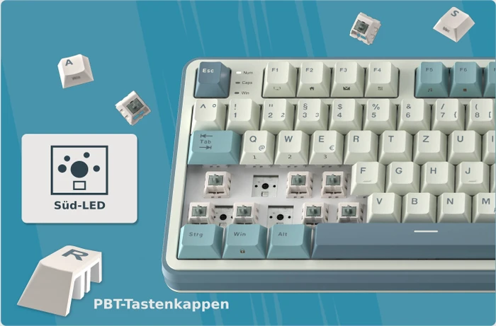 RK Royal Kludge S98, Lavendel Lila, 96%, hot-swap, RK Linear Viridian, USB/Bluetooth, DE