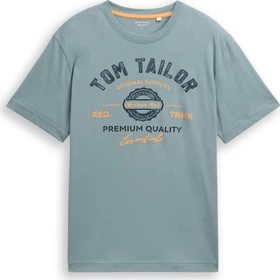 Tom Tailor Logo-Print T-Shirt kurzarm grey mint (Herren)