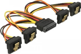 DeLOCK 15-Pin SATA Strom Stecker auf 4x 15-Pin SATA Strom Buchse, Adapterkabel, 4x gewinkelt, 15cm (60166)