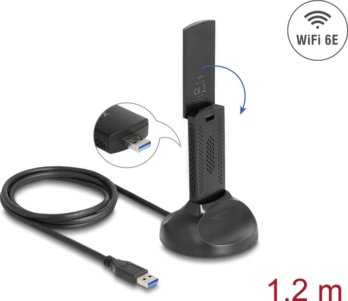 DeLOCK WLAN-Adapter, 2.4GHz/5GHz WLAN, AX3000, USB-A 3.0 [Stecker]