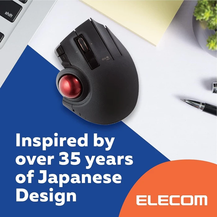 Elecom EX-G Pro M-XPT1MRXBK Trackball schwarz/rote Kugel, Rechtshänder, USB-A/Bluetooth