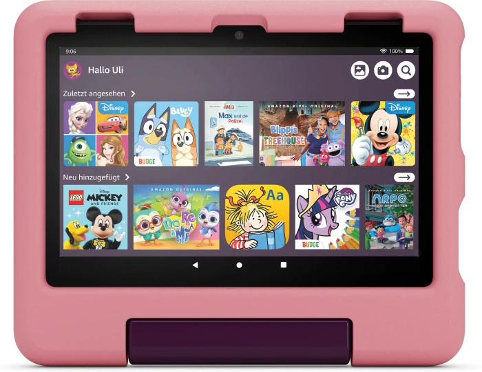 Amazon Fire HD 8 KFRAPWI 2024, ohne Werbung, rosa, 32GB, Disney-Prinzessinnen-Design, Kids Edition