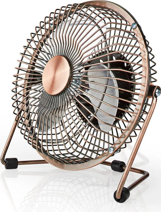 Nedis FNDK1CO15 USB Mini Tischventilator aus Metall 15cm kupfer