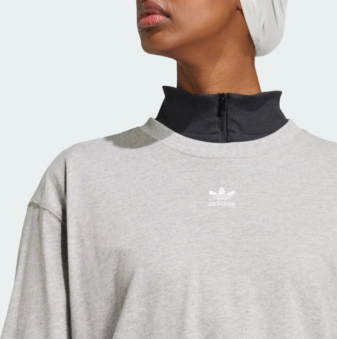 adidas Essentials Boyfriend T-Shirt kurzarm medium grey heather (Damen)