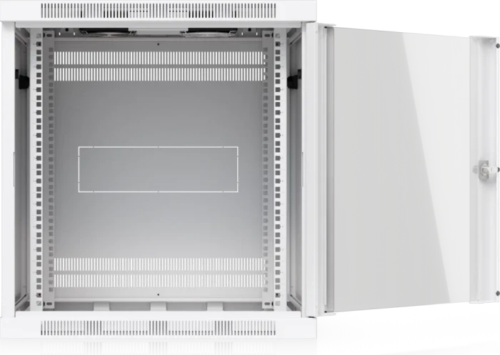 Ubiquiti 12U Rack Cabinet, 19" Wandgehäuse 12HE, Glastür, weiß, 600mm tief