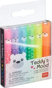 Legami Teddy's Mood Mini Textmarker sortiert, 6er-Set