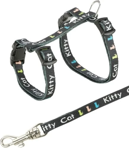 Trixie Junior Kätzchengeschirr mit Leine, Katzenmotiv, 21-33cm