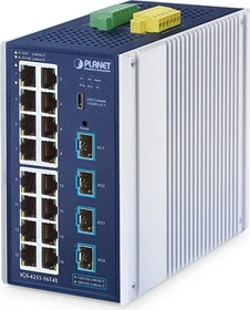 Planet IGS-4215 Industrial Railmount Gigabit Managed Switch, 16x RJ-45, 4x SFP+ (IGS-4215-16T4X)