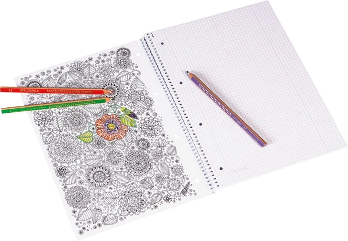 Brunnen Student Premium ZENart Collegeblock, A4, Lineatur 28, Floral, 80 Blatt