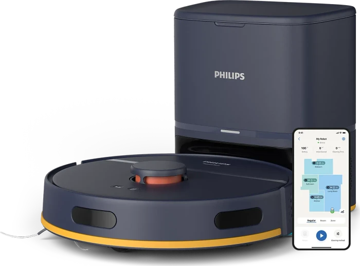 Philips XU2100/15 HomeRun 2000 Series 2. Gen Saug-/Wischroboter mitternachtsblau inkl. Absaugstation