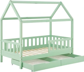 Juskys Marli Kinderbett mit Bettkasten 90x200cm mint