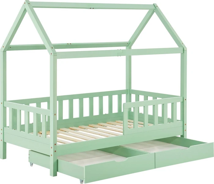 Juskys Marli Kinderbett mit Bettkasten 90x200cm mint