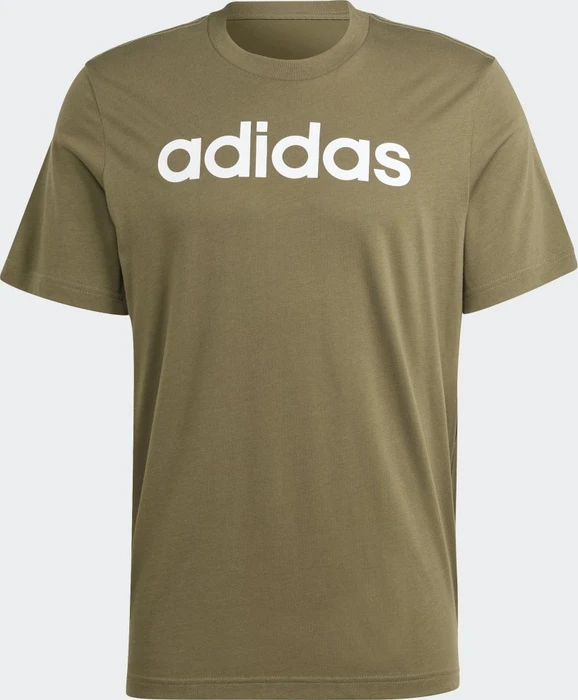adidas Essentials Single Jersey Linear Embroidered Logo T-Shirt kurzarm olive strata (Herren)