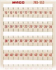 Wago WMB-Beschriftungskarte als Karte bedruckt 10, 20 ... 50 (je 20x) nicht dehnbar Aufdruck waagerecht aufrastbar weiß