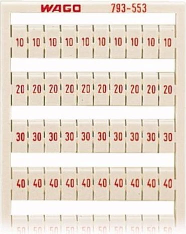 Wago WMB-Beschriftungskarte als Karte bedruckt 10, 20 ... 50 (je 20x) nicht dehnbar Aufdruck waagerecht aufrastbar weiß