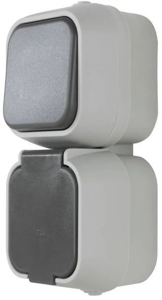 REV Ritter STANDARD AP Aus-/Wechselschalter + Steckdose, grau
