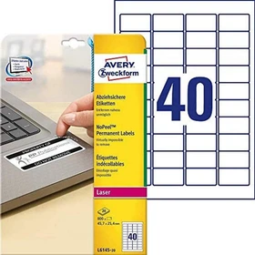 Avery-Zweckform Sicherheitsetiketten, 45.7x25.4mm, weiß, 20 Blatt (800 Etiketten)
