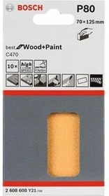 Bosch Professional C470 Best for Wood and Paint Schleifblatt K80, 70x125mm, 10 Stück