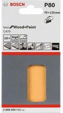 Bosch Professional C470 Best for Wood and Paint Schleifblatt K80, 70x125mm, 10 Stück