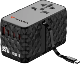 Verbatim Charge 'n' Travel GaN III Universal-Reiseadapter 85W grau/schwarz