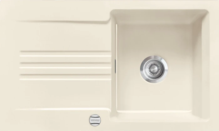systemceram Kara 85 Einbau Becken reversibel mit Ablauffernbedienung magnolie