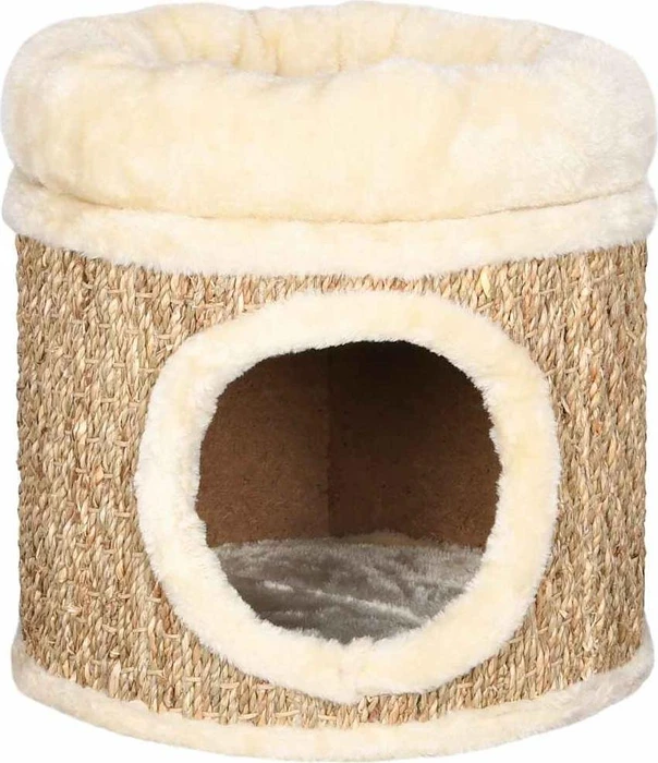 vidaXL Katzenhöhle mit Luxuriösem Kissen, 33cm, braun/beige