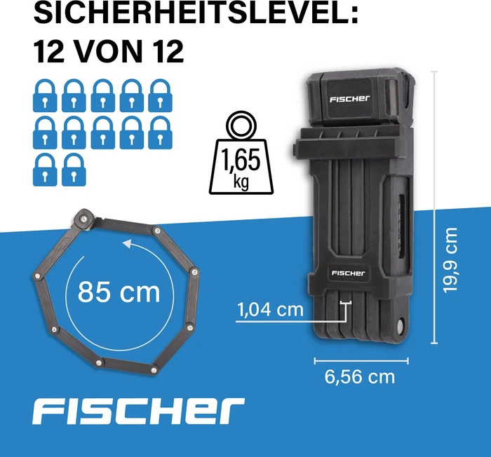 Fischer Protect Plus+ 85cm Faltschloss, Schlüssel (85926) – Bild 2 von 12