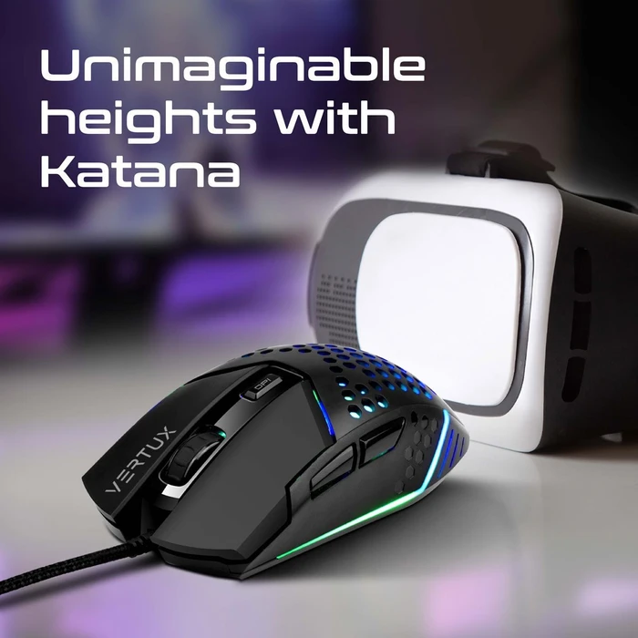 Vertux Katana Hex-Shell RGB Gaming Mouse, schwarz, USB