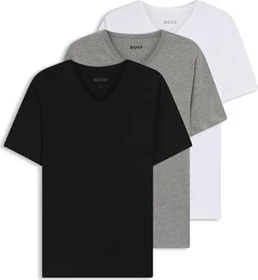 Hugo Boss V-Neck Baumwolle 3er-Pack T-Shirt kurzarm weiß/grau/schwarz (Herren)