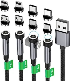 Guugei 3in1 Magnetisches Ladekabel 1m/2m/2m/3m, 4er-Pack
