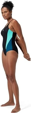 Speedo Colourblock-Optik 2.0 Badeanzug schwarz/türkis (Damen)