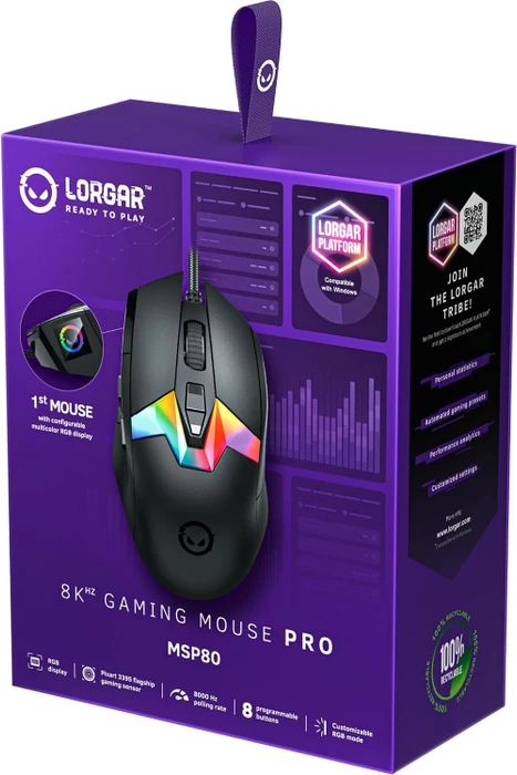 Lorgar MSP80 8KHz Gaming Mouse Pro, schwarz, USB