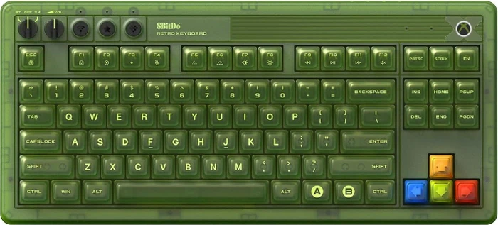 8BitDo Retro 87 Mechanical Keyboard, Xbox Edition, grün, Kailh Box Jellyfish X, USB/Bluetooth, US