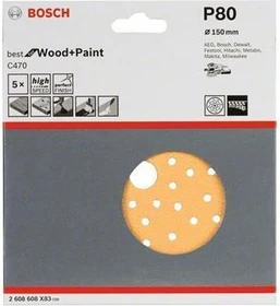 Bosch Professional C470 Best for Wood and Paint Schleifblatt K80, 150mm, 5 Stück