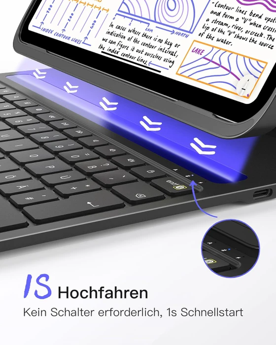 Inateck Superleicht Tastatur Hülle für iPad Air 6 11"/iPad Air 5/iPad 10/iPad Pro 11", schwarz, DE