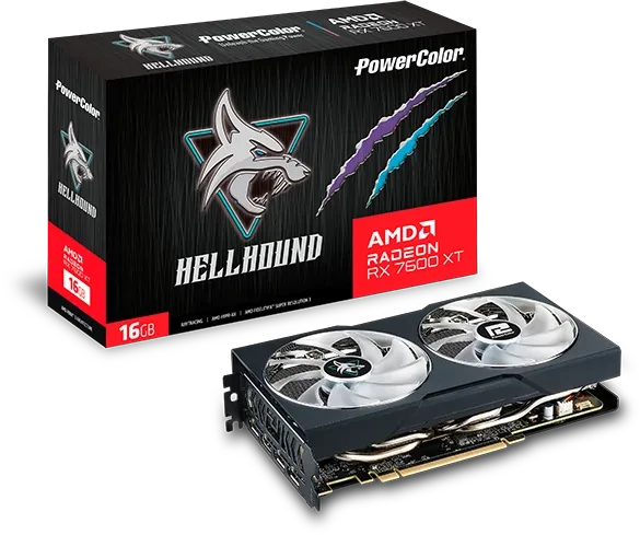 PowerColor Hellhound Radeon RX 7600 XT, 16GB GDDR6, HDMI, 3x DP
