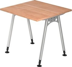 Hammerbacher Ergonomic Plus A-Serie AS08/N Schreibtisch 80x80cm Nussbaum/silber