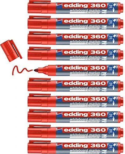 edding 360 Whiteboardmarker rot, 10er-Pack