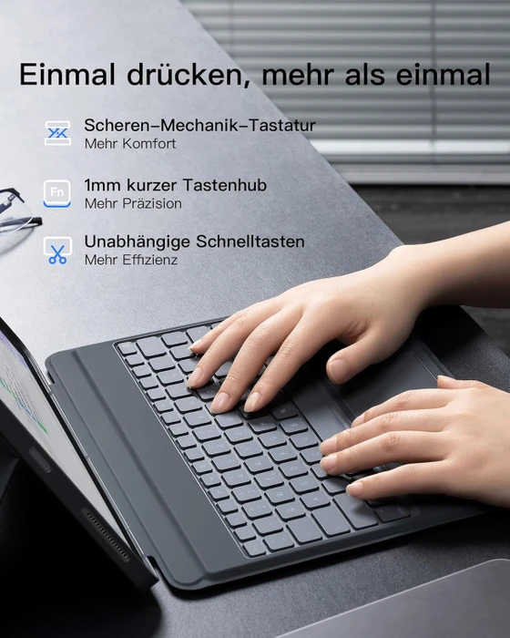 Inateck Abnehmbare Tastatur für iPad Air 6 13"/iPad Pro 12.9", grau, DE