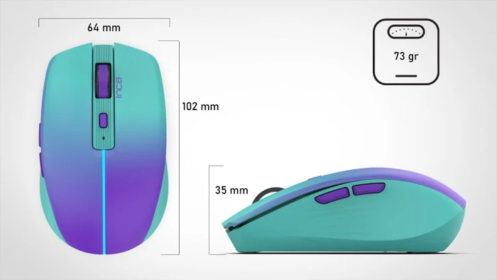 Inca IWM-511RM Wireless Mouse blau/violett, USB/Bluetooth