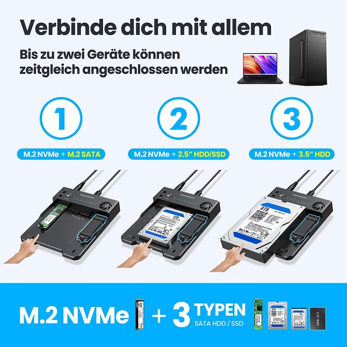Graugear Bidirektionale Klonstation M.2/2.5"/3.5", Standalone