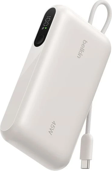 Belkin UltraCharge Powerbank mit integriertem Kabel (20 cm) 10K beige