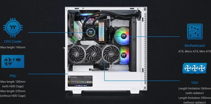 Thermaltake Divider 300 TG ARGB Snow Edition, weiß, Glasfenster