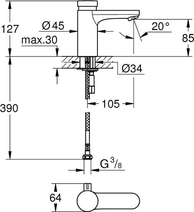 Grohe Eurosmart CT Waschbeckenarmatur chrom