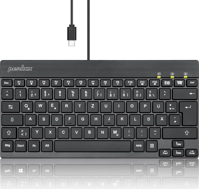 Perixx Periboard-426C Mini, schwarz, USB, DE