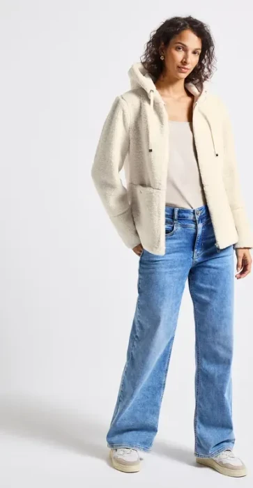 Street One Teddy Kapuze Jacke pastel sand (Damen)
